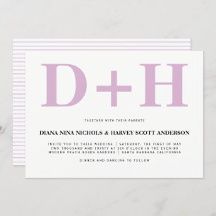 Lavender rosa Initialen fett Typografie Hochzeit Einladung