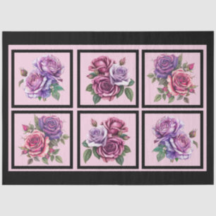 Lavender Rose Bouquets Tiled Decoupage Seidenpapier