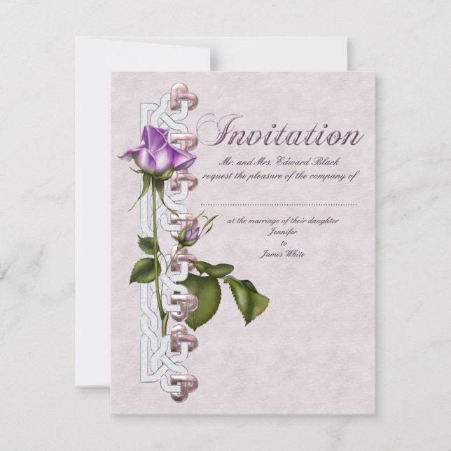 Lavender Rose Hochzeitssuite Einladung (Vorderseite)