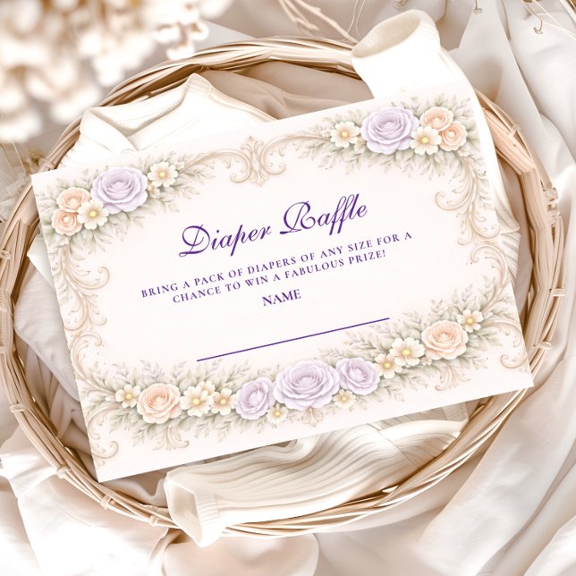 Lavender Rose Ornate Diapper Raffle Begleitkarte (Von Creator hochgeladen)