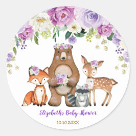 Lavender Rose Peony Woodland Baby Showday Runder Aufkleber