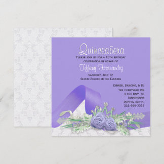 Lavender Rose Quinceañera Geburtstagseinladung Einladung