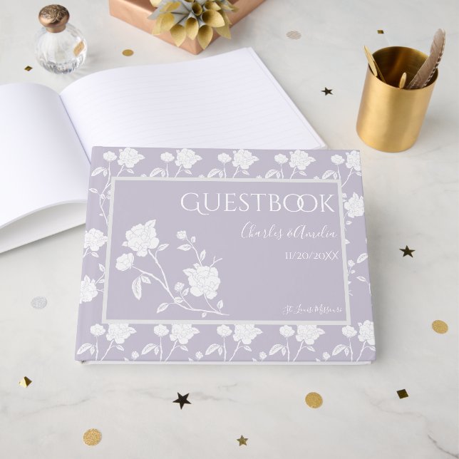 Lavender Rose Wedding Guest Book Gästebuch (Vorderseite Offen)