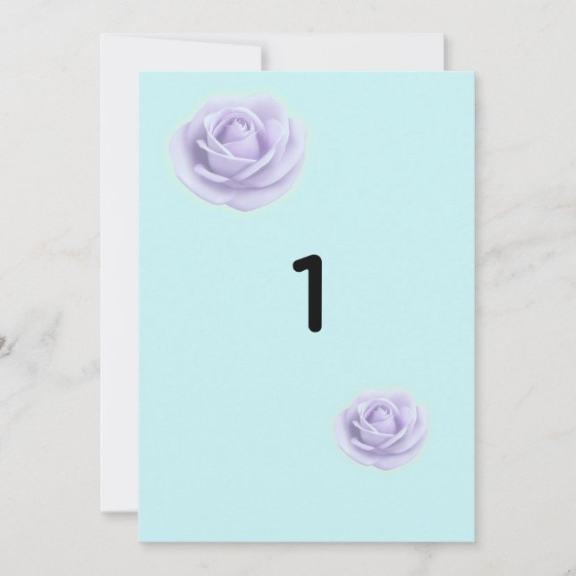 Lavender Rose Wedding Table Numbers Einladung (Vorderseite)