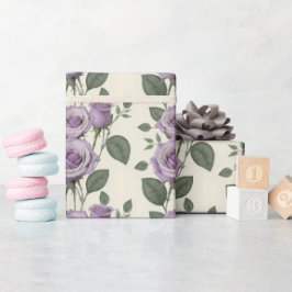 Lavender Roses With Silver And Green Leaves  Geschenkpapier