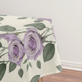 Lavender Roses With Silver And Green Leaves  Tischdecke
