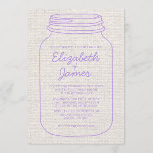 Lavender Rustic Mason Jar Hochzeit Einladungen