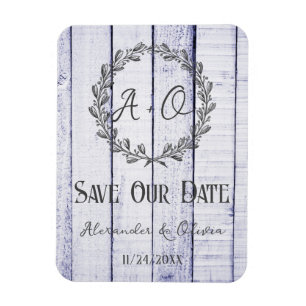 Lavender Rustic Monogram Speichern Sie das Datumsm Magnet
