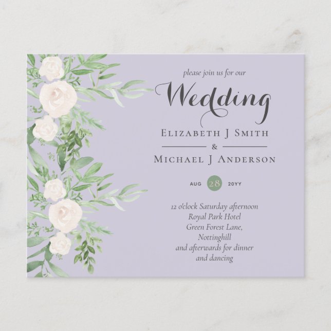 Lavender Sage Floral LOW BUDGET WEDIT Einladung Flyer (Vorne)