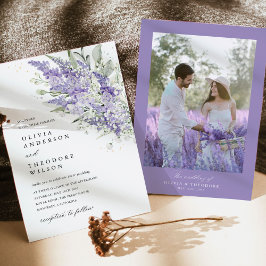 Lavender & Sage Green Floral Photo Wedding Einladung