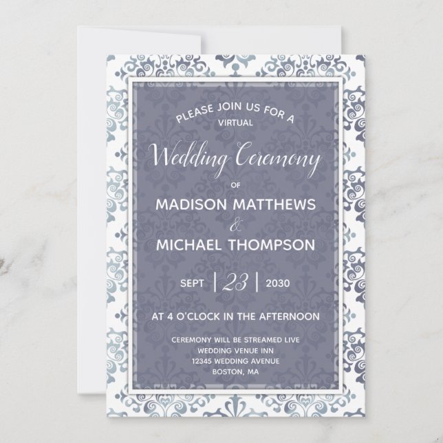 Lavender Sage Virtual Wedding Livestream Wedding Einladung (Vorderseite)