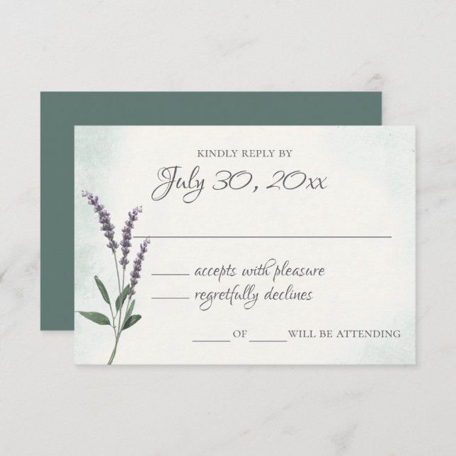 Lavender Sage Wedding Response Card RSVP Karte (Vorne/Hinten)