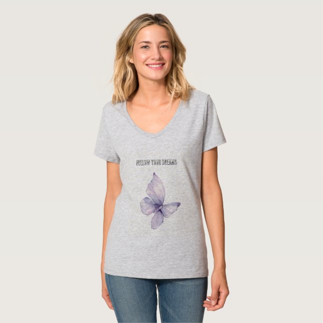 Lavender-Schmetterlingsträume T-Shirt (Vorderseite Vollansicht)