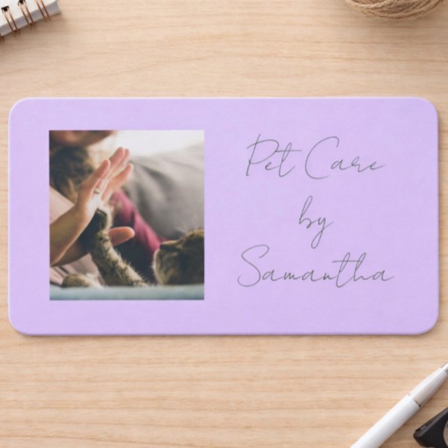 Lavender Script Business Card QR Code Service Menu Visitenkarte (Von Creator hochgeladen)