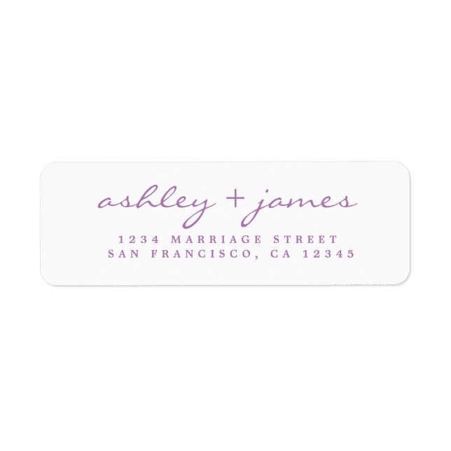 Lavender Script Elegant Wedding Rücksendeadresse (Vorne)