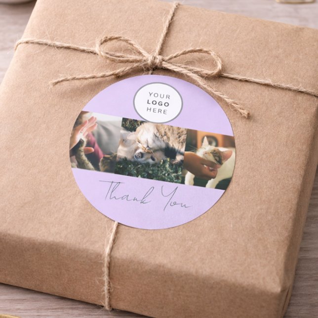 Lavender Script Logo Photo Pet Care Thank You  Runder Aufkleber (Von Creator hochgeladen)