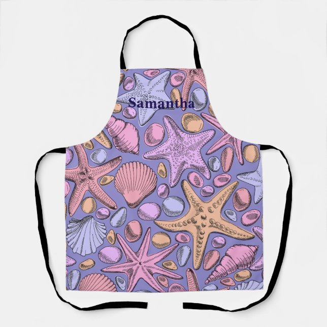 Lavender Seashell Personalized Apron Schürze (Vorderseite)