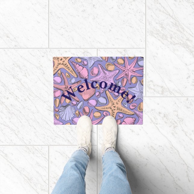 Lavender Seashell Welcome Doormat 18x24 Fußmatte (Indoor)