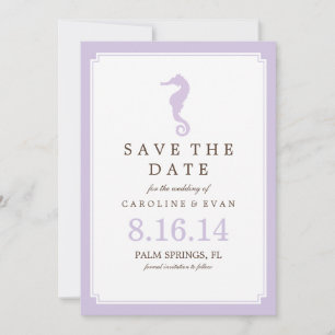 Lavender-Seepferd Hochzeit Speichern Sie das Datum Save The Date