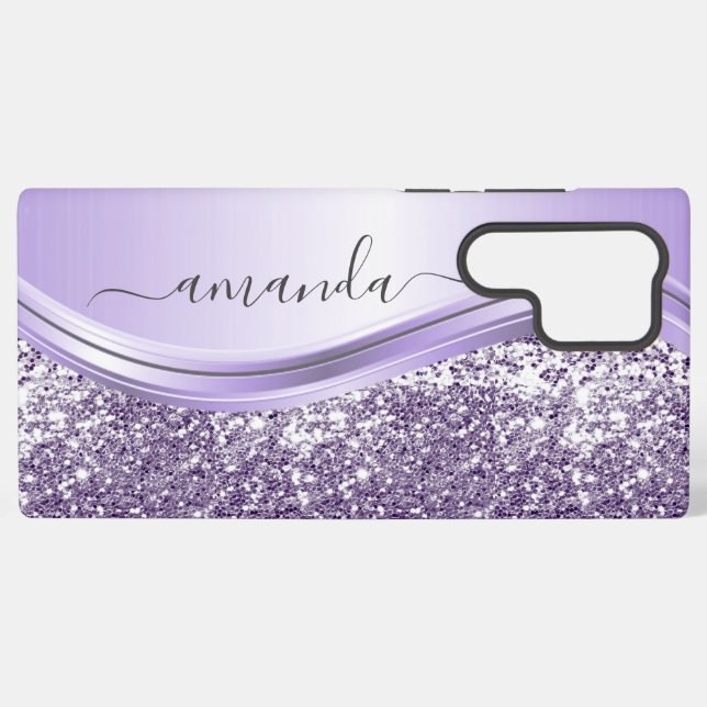 Lavender Sequin Glitzer Handgeschriebene Kalligraf Samsung Galaxy Hülle (Rückseite (Horizontal))