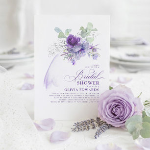 Lavender Silver Elegant Modernes Boho Brautparty Einladung