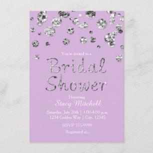 Lavender Silver Glitzer Bridal Dusche Einladung