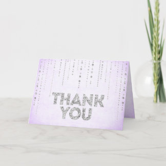 Lavender & Silver Glitzer Look Danke Karte