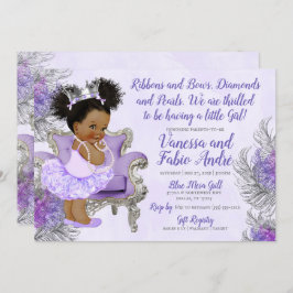 Lavender Silver Princess Baby Dusche Einladung