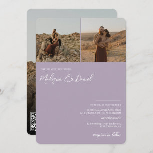 Lavender Skriptnamen 3 Fotos qr Code Hochzeit Einladung