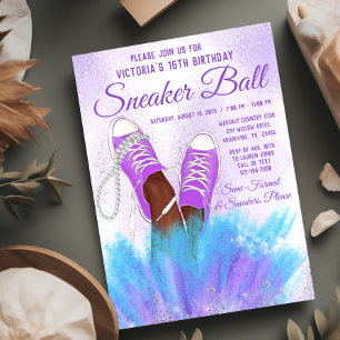 Lavender Sneaker-Ball-Geburtstagsfeier-Einladung Einladung