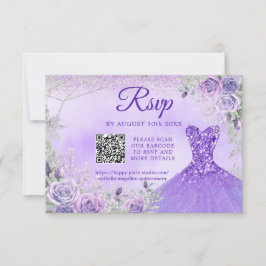 Lavender Snowflake Weihnachten Quinceñera 15. QR RSVP Karte