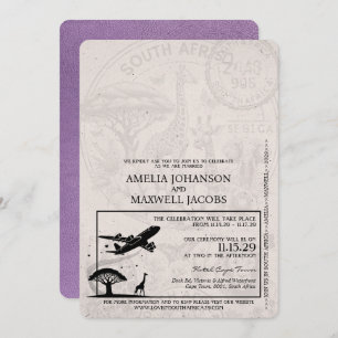 Lavender South Africa Passport Wedding Einladung