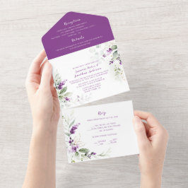 Lavender Sprigs & Greenerity Wedding All In One Einladung