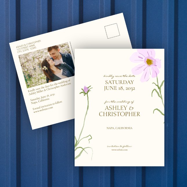 Lavender Spring Wildblume Wedding Save the Date Postkarte (Von Creator hochgeladen)