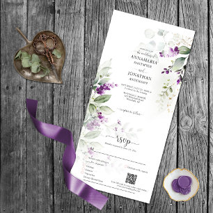 Lavender Stems Greenery Wedding All In One Einladung