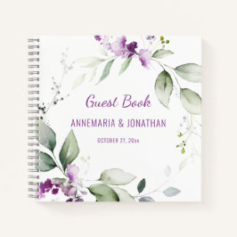 Lavender Stems und Light Green Wedding Guest Book Notizbuch