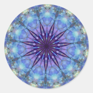 Lavender Sternexplosion Mandala Round Stickers