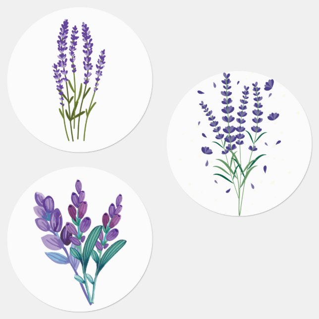 lavender stickers watercolor flowers herbs bouquet etiketten (Gruppe)