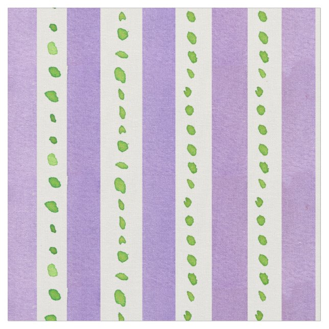 Lavender Stripe Limette Grüne Wasserfarben Punkte Stoff (Nahaufnahme)