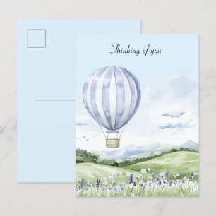 Lavender Stripes Balloon Blumendenken Sie Postkarte