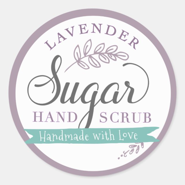 Lavender Sugar Scrub Labels Custom Mason Jar Runder Aufkleber (Vorderseite)