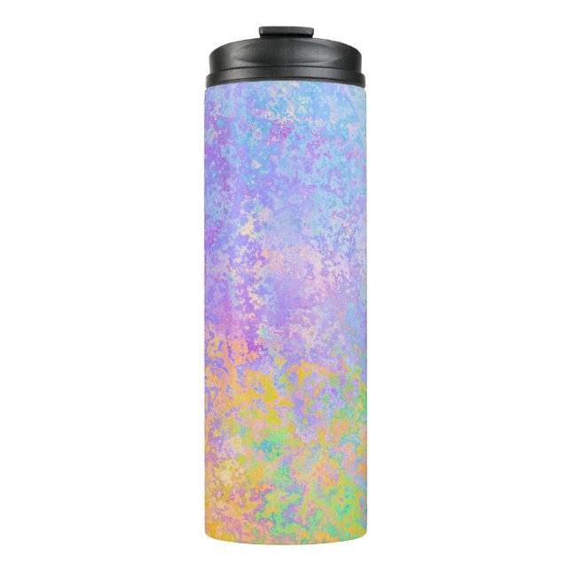 Lavender Sunrise Pastel Neon Alkohol Tinte Abstrak Thermosbecher (Vorderseite)