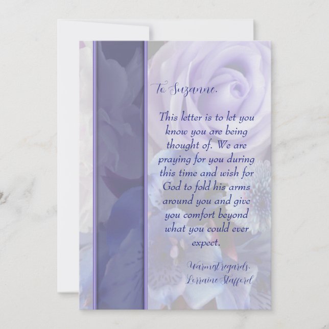 Lavender Sympathy Card Einladung (Vorderseite)