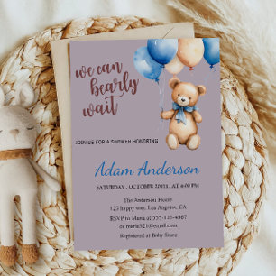 Lavender Teddy Bear Baby Dusche Einladung