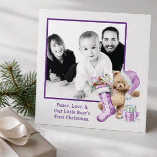 Lavender Teddy Bear Foto Weihnachtsfeiertag Feiertagskarte