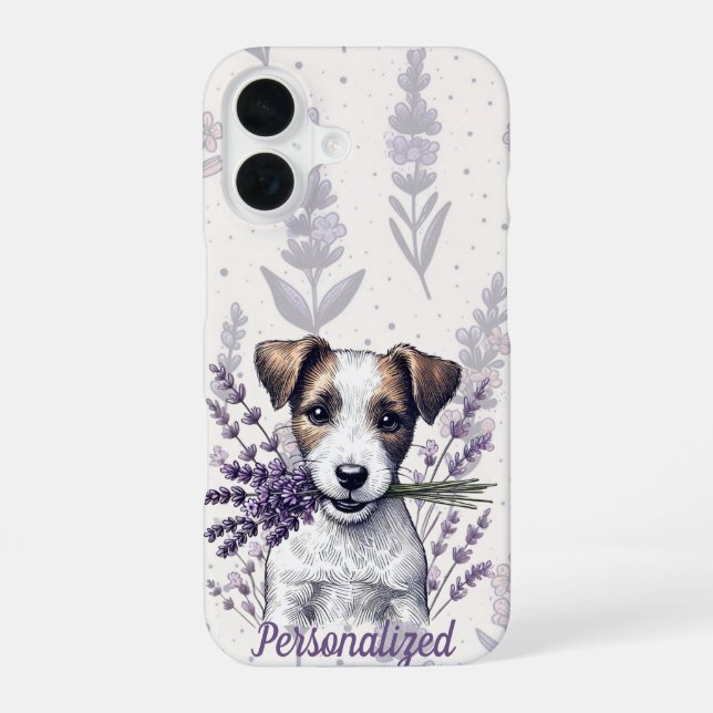 Lavender Terrier Liebe iPhone 16 Hülle (Rückseite)
