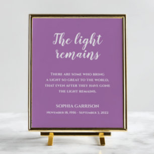 Lavender The Light Remains Zitat Gedenkfeier Poster