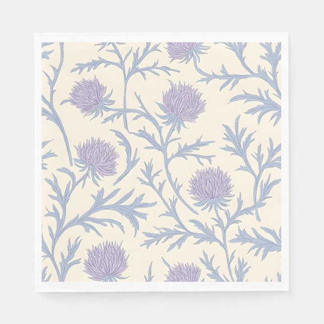 Lavender Thistle Blume Muster Serviette (Vorderseite)