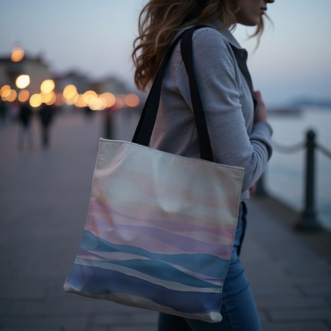 Lavender Tide Fluid Abstrakte Küste (Carry coastal calm at dusk. Your chic Lavender Tide tote for sophisticated style.)