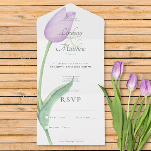 Lavender Tulip Solo Lila Modern Kein Abendessen All In One Einladung